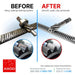Before and after comparison of a noisy, leaking steering system with XADO coating improvement.