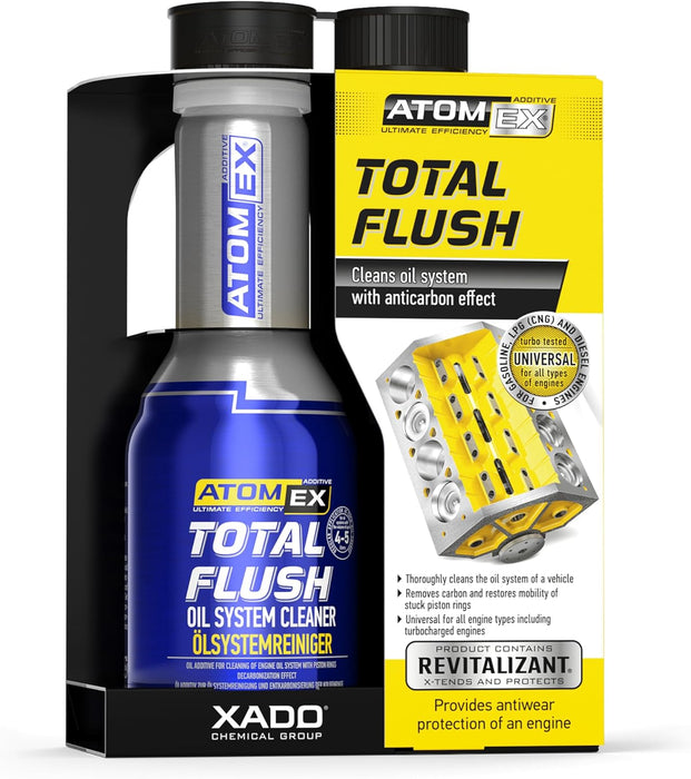 XADO Total Flush - Engine Oil System Cleaner & Motor Flush Treatment - Stops Oil From Burning - Carbon and Sludge Remover