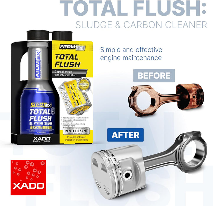 XADO Total Flush - Engine Oil System Cleaner & Motor Flush Treatment - Stops Oil From Burning - Carbon and Sludge Remover